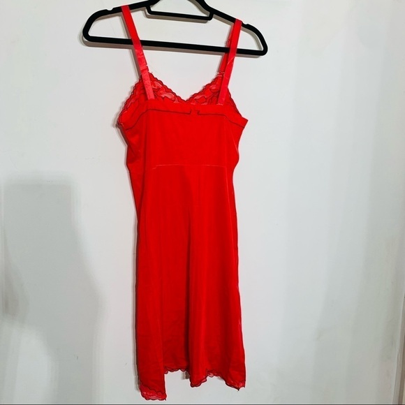 Vintage red embroidered lace slip dress medium womens - Picture 6 of 11